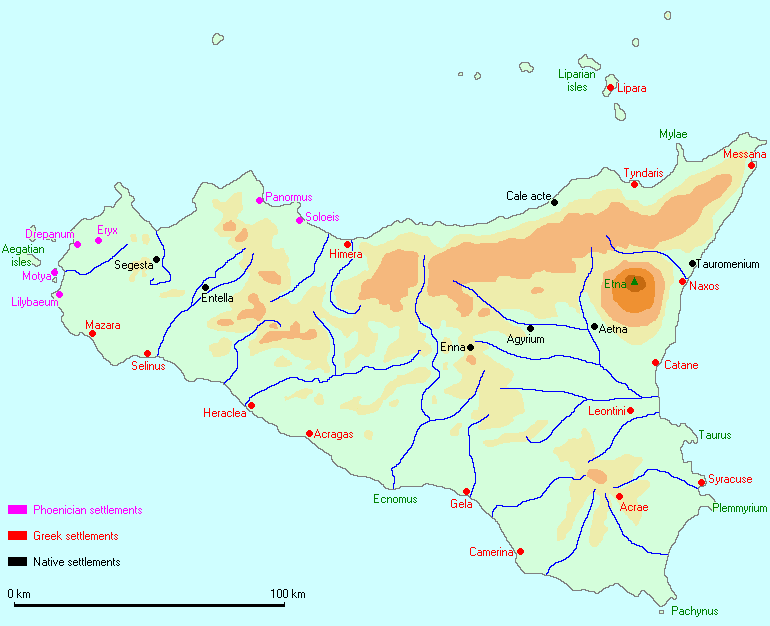 map of Sicily as of 450 BC