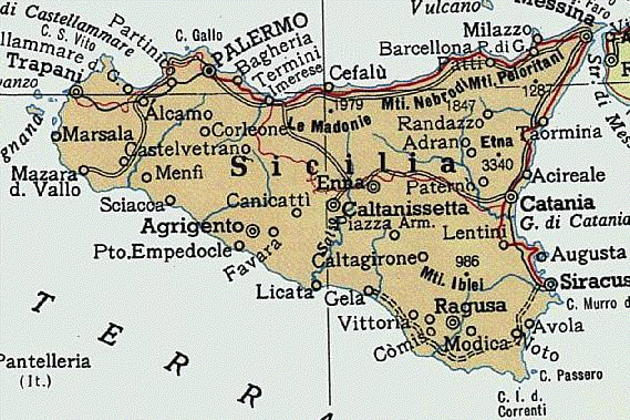 detailed map of Sicily